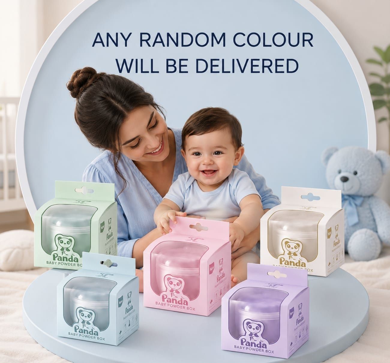 kiyaan Baby Panda Powder Box with Soft Elephant Puff, Non-Toxic-picture-20