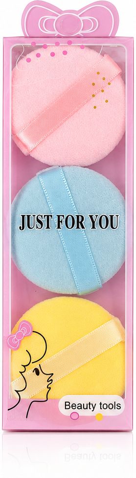Round Powder Puff for Makeup Face Velour Puff for Loose Powder Washable (3pc)-image-17