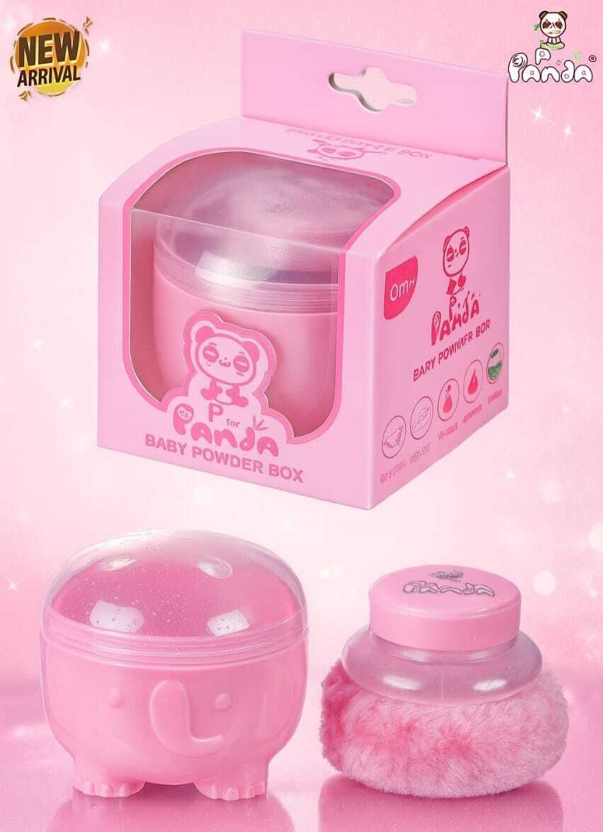 newmlne Cute Panda Baby Powder Box with Soft Puff | Leak Proof Baby Powder-picture-13