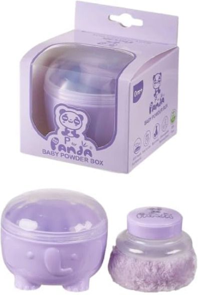 shivom Panda Premium Baby Powder Box with Soft Fur Puff - BPA-Free (Purple)-picture-14