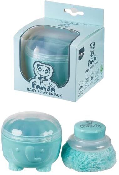 Panda Baby Powder Box with Soft Puff | Safe Non-Toxic Baby Care (Blue) (Blue)-image-15