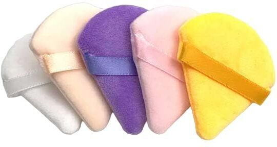 Triangular Pure Cotton Powder Puff Sponge with Strap – Washable Reuse Pack of 5-image-33