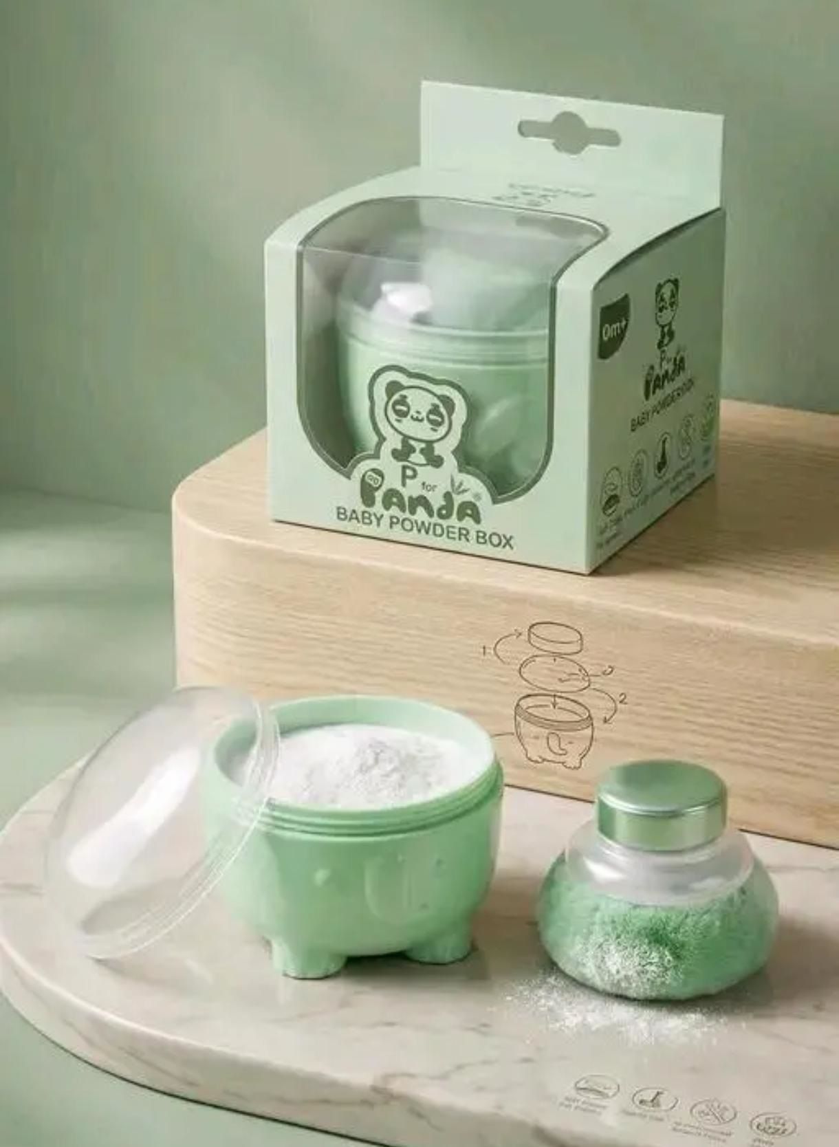 kiyaan Baby Panda Powder Box with Soft Elephant Puff, Non-Toxic & Unbreakable Material-picture-22