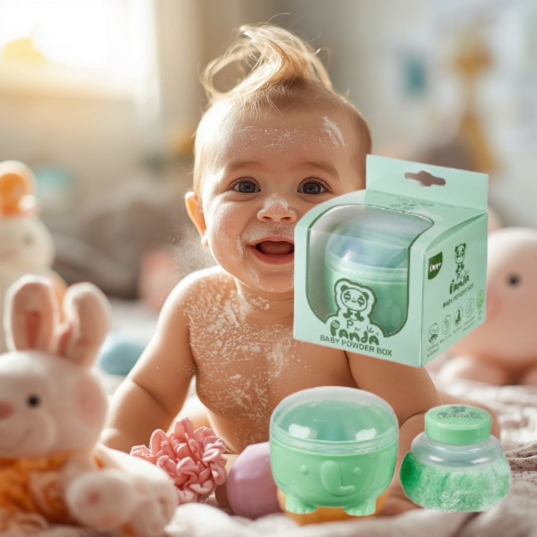 double lips Panda Baby Powder Puff | Safe Non-Toxic Baby Care Assorted Color-picture-43