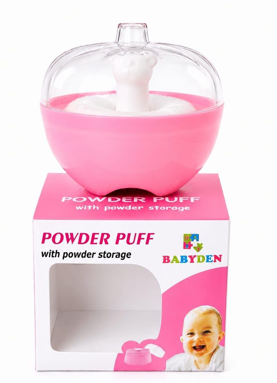 babyden Baby Apple Shape Powder Puff With Powder Storage Bpa Free Pink-picture-12