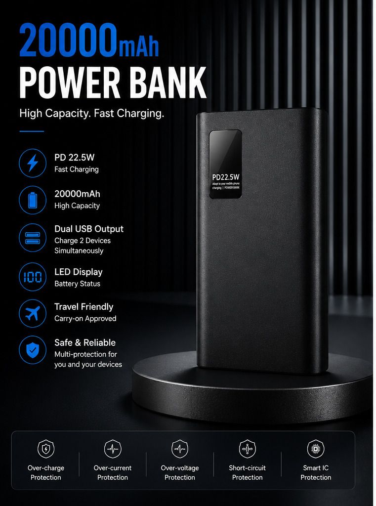 200000 mAh 22.5 W Compact Pocket Size Power Bank-image-22