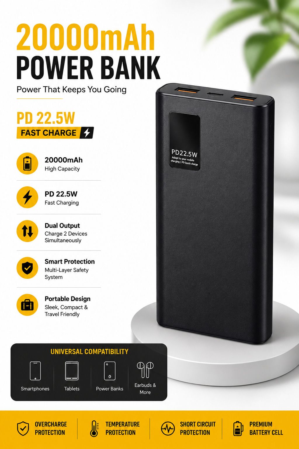 200000 mAh 22.5 W Compact Pocket Size Power Bank-image-10