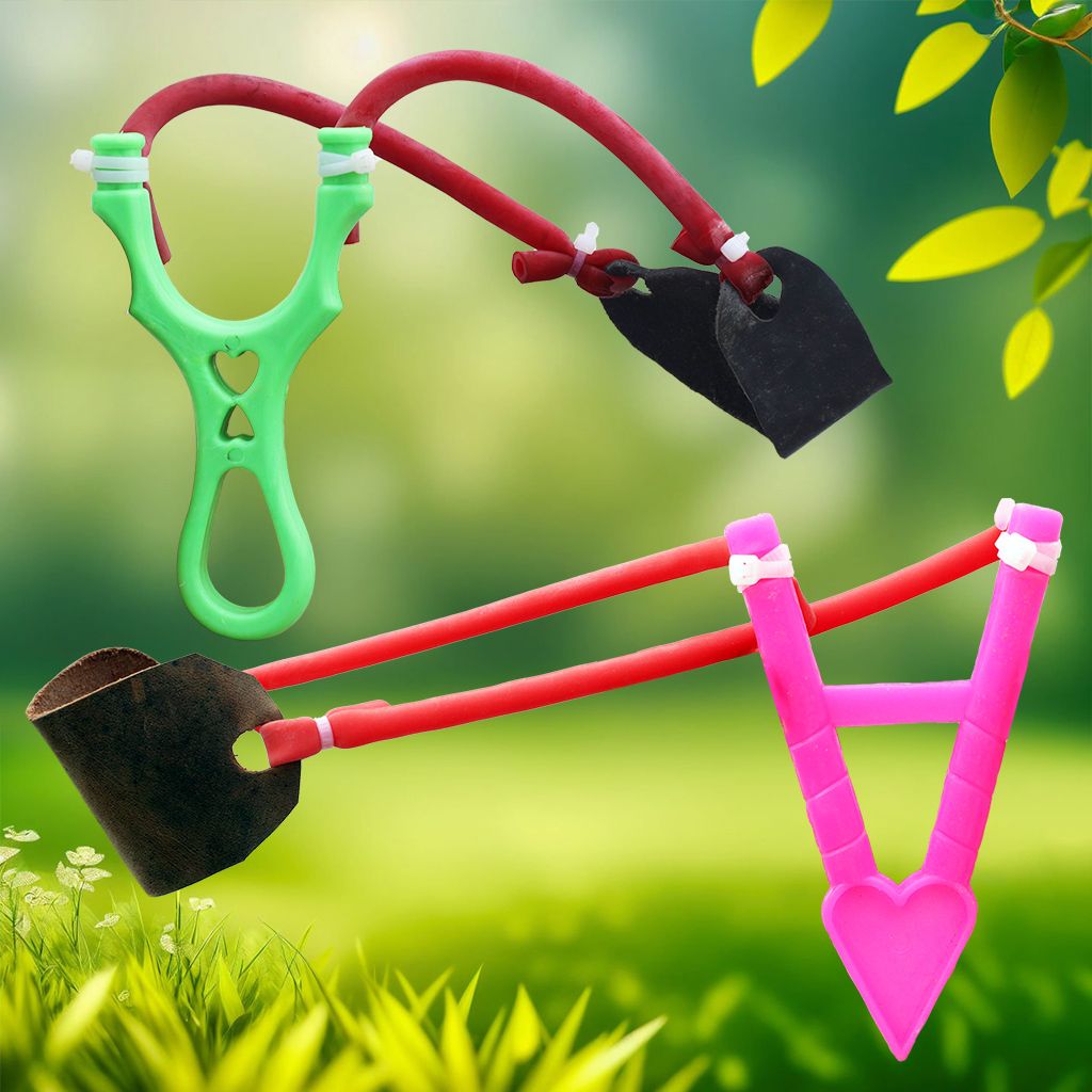 Strong Rubber Gulel | Heart & Loop Grip | Outdoor Fun for Kids – Pack of 2 Slingshot