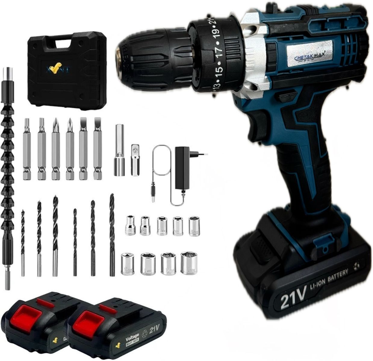 CORDLESS WITH DRILL KIT SET 45NM MAX TORQUE,21V LI-ION BATTERY & CHARGER CM-21A KIT Collated Screw Gun-image-46