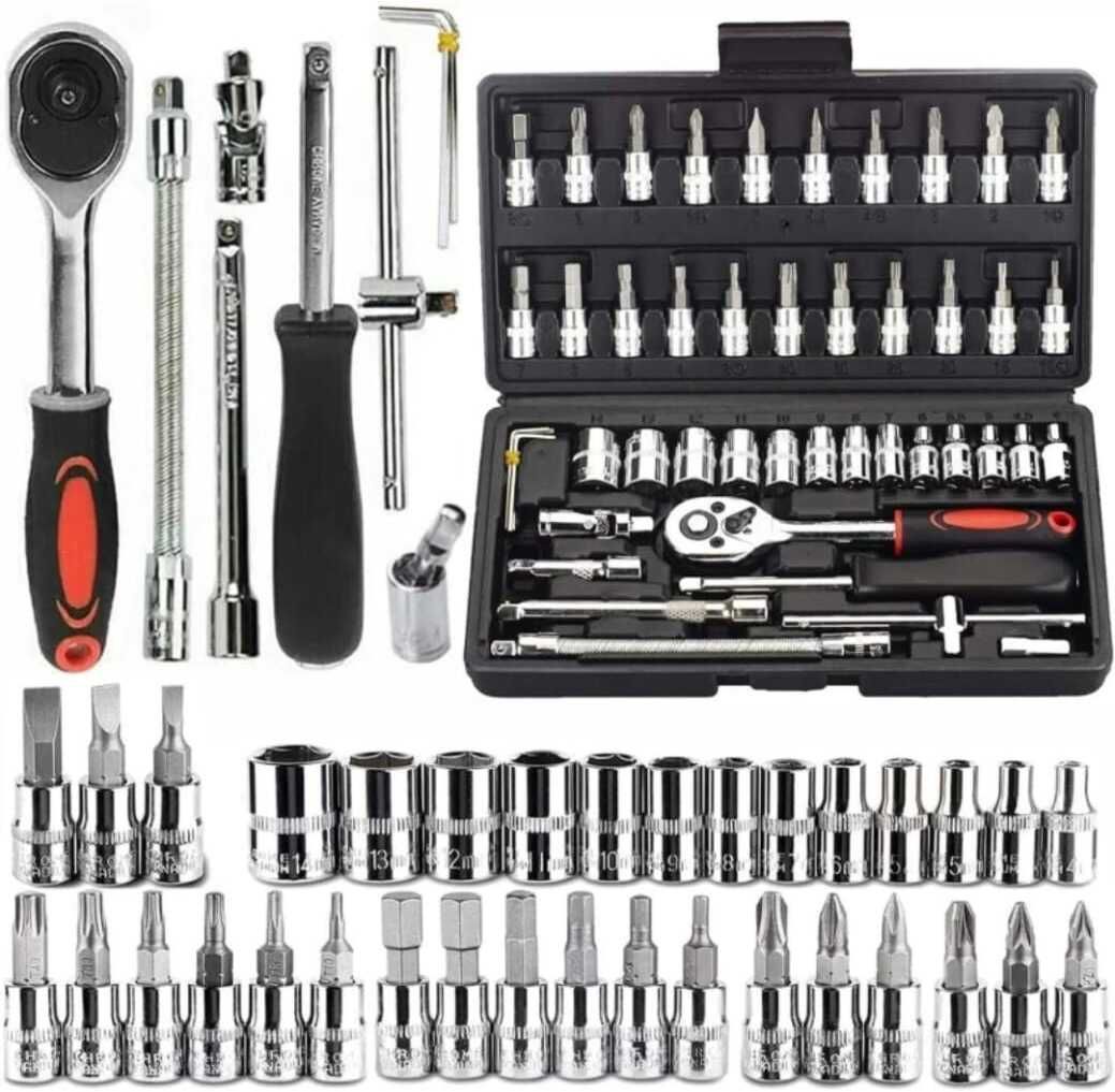High Quality 46pcs 1/4-Inch Socket Set Tool Ratchet Wrench tool KitD Hand Tool Kit