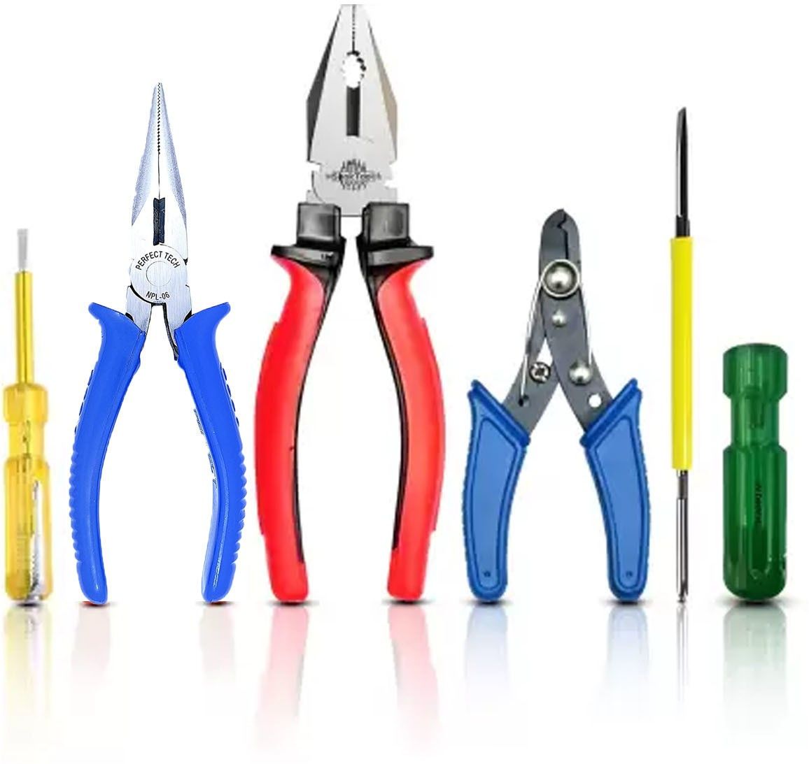 2 in 1 Screwdriver with 8"inch Plier 6 Inch Nose Plier Wire Cutter Line Tester Combination Screwdriver Set-image-49