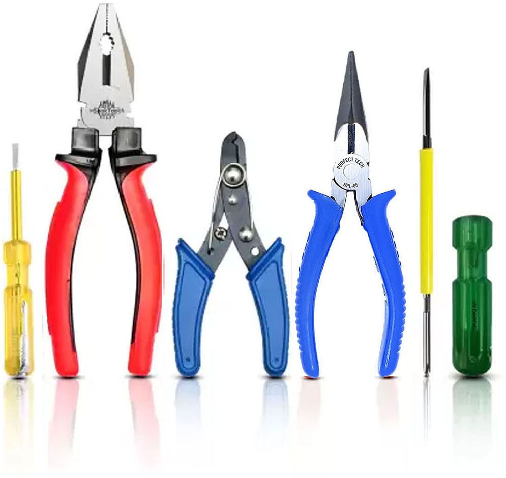HT55 8"inch Plier with 6 Inch Nose Plier Wire Cutter Line Tester Screwdriver Lineman Plier