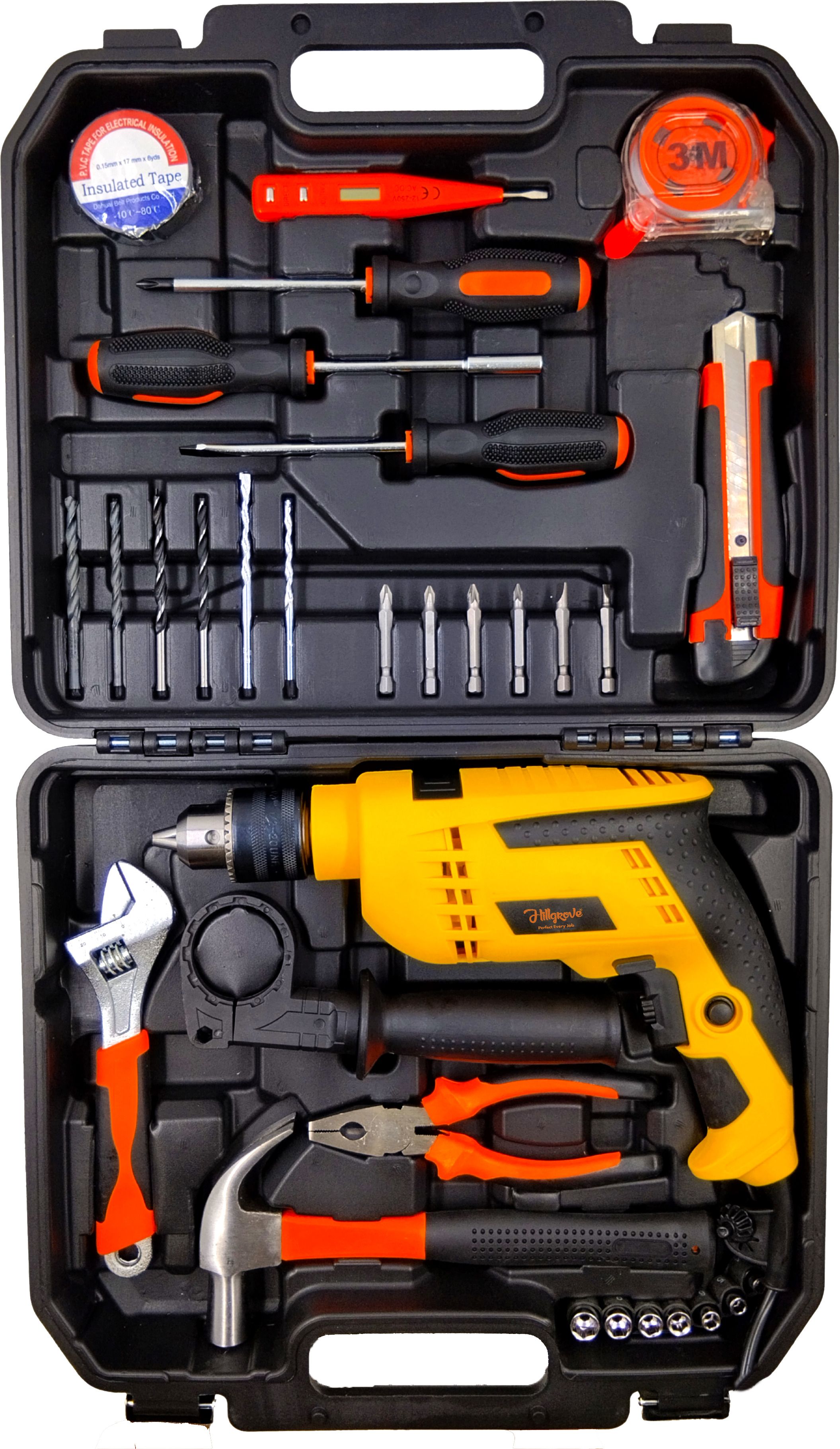 hillgrove HGCM1382M2 Electric 13mm Power Drill Machine Tool Box Tools Kit Set for Home Power & Hand Tool Kit-picture-13