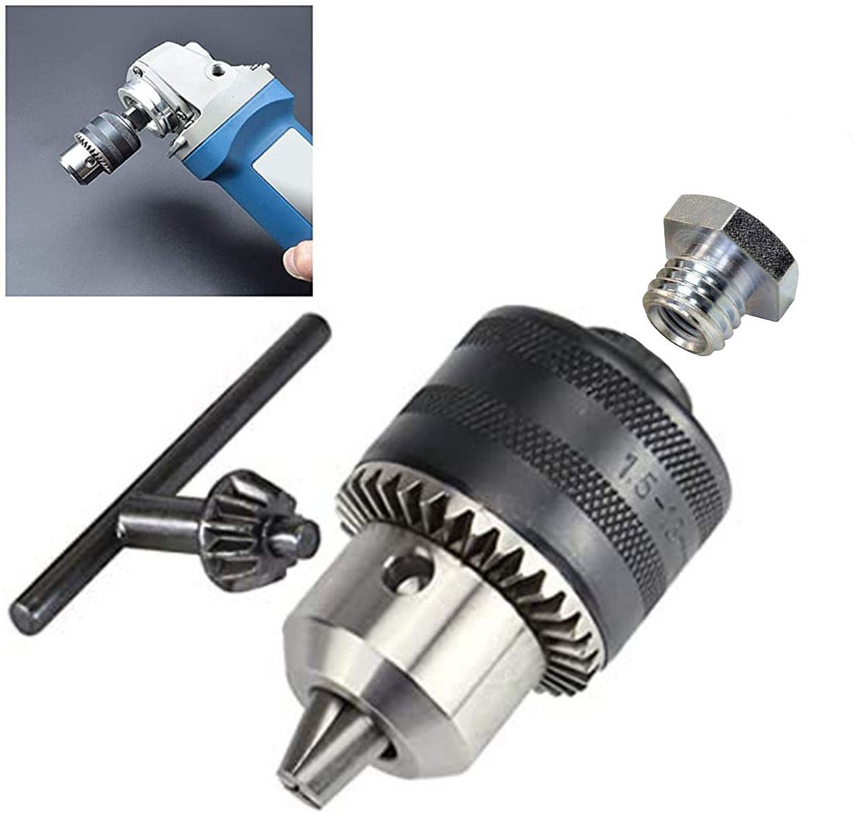 DC045 Drill Bits Drill Chuck for Angle Grinder and Drill Machine With Converter Nut Adaptor Key Set Female 1/2" 20 Unf 13mm Rotary Bit Set-image-48