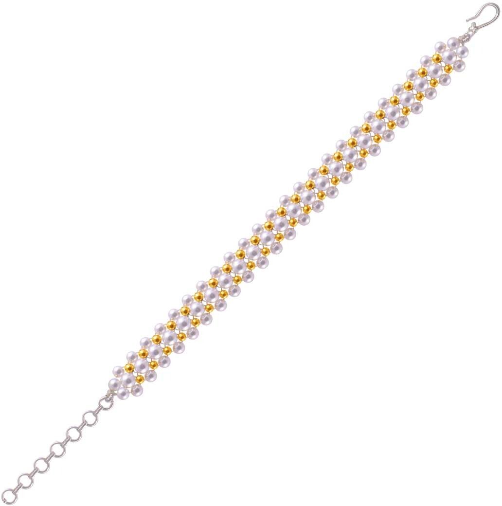 PC Chandra Jewellers Delicate Pearl Tushi Yellow Gold 22kt Bracelet-image-40