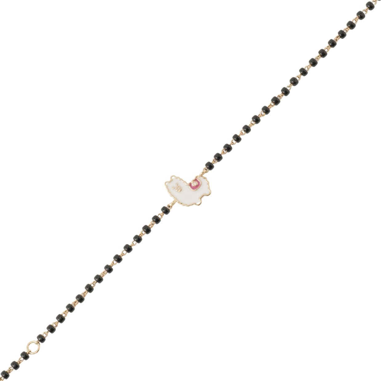 Diamondtine Llama Enamel Nazaria Diamond Bracelet Yellow Gold 14kt Diamond Charm Bracelet