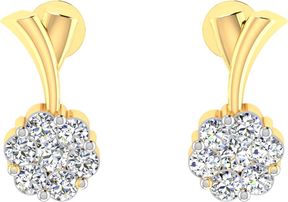 avsar Yellow Gold 14kt Cubic Zirconia Stud Earring-picture-11
