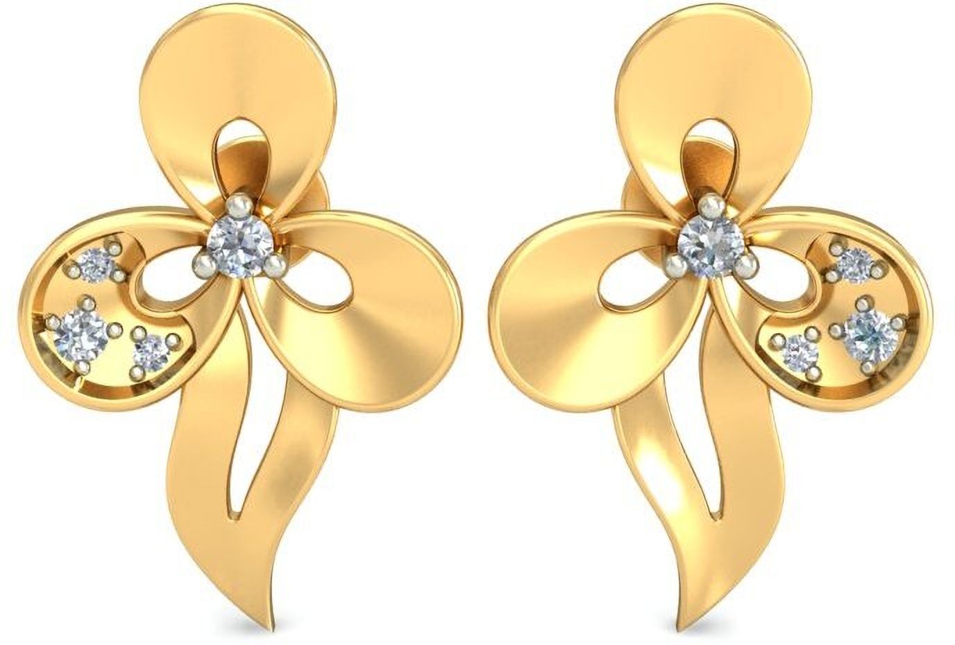 avsar Yellow Gold 14kt Cubic Zirconia Stud Earring-picture-20