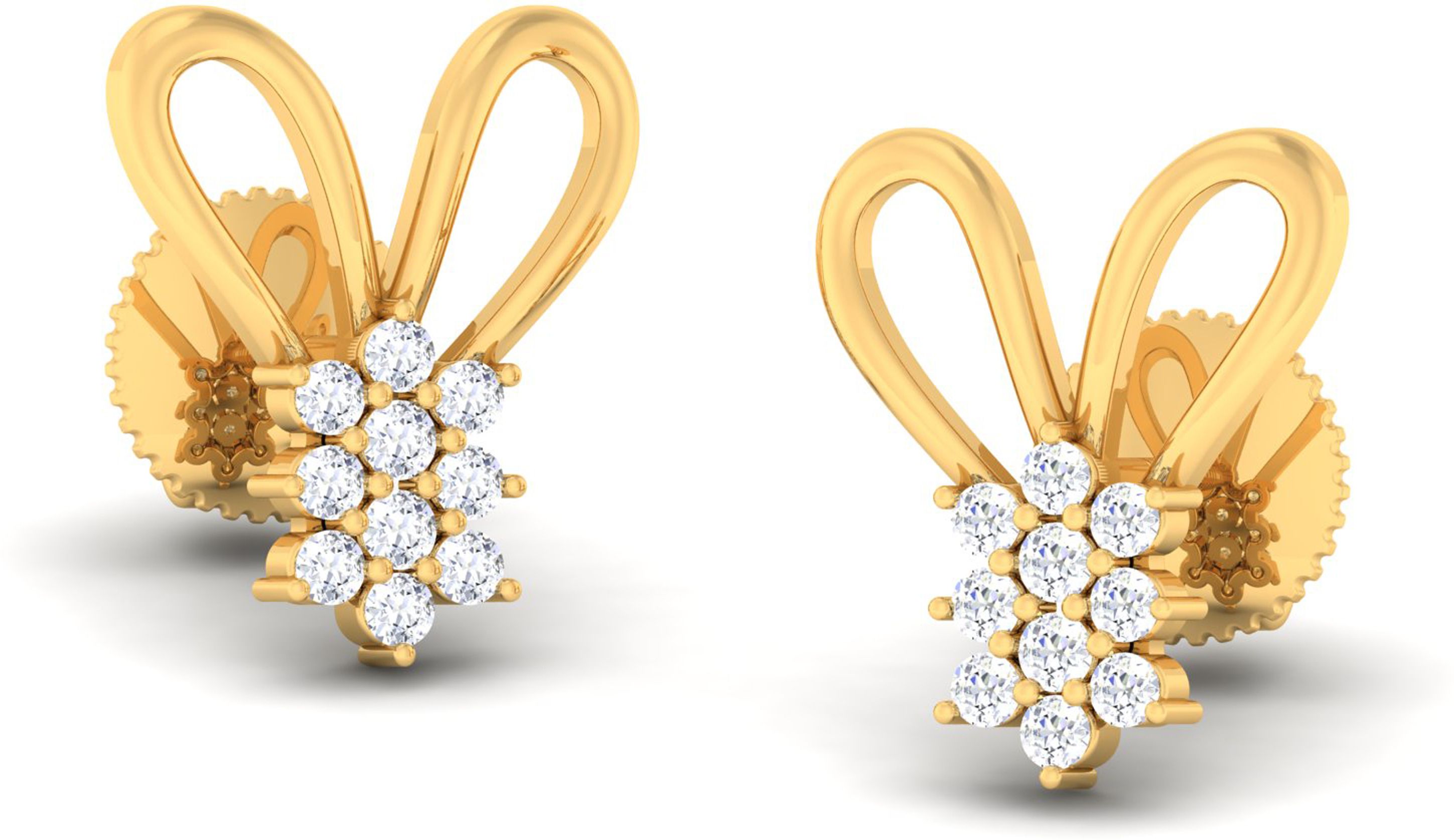 avsar AVE568YB Yellow Gold 14kt Cubic Zirconia Stud Earring-picture-23