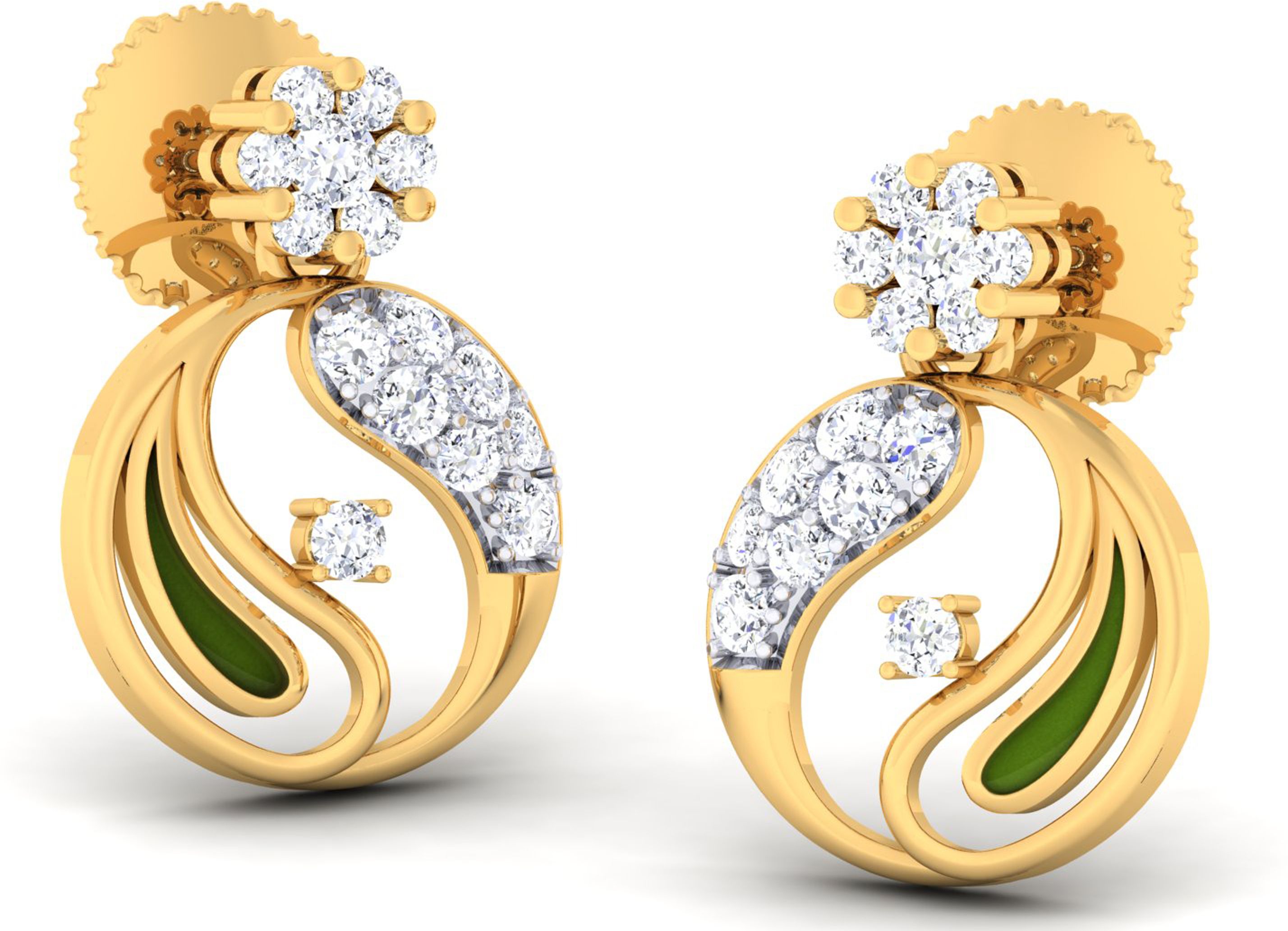 avsar AVE552YB Yellow Gold 14kt Cubic Zirconia Stud Earring-picture-25