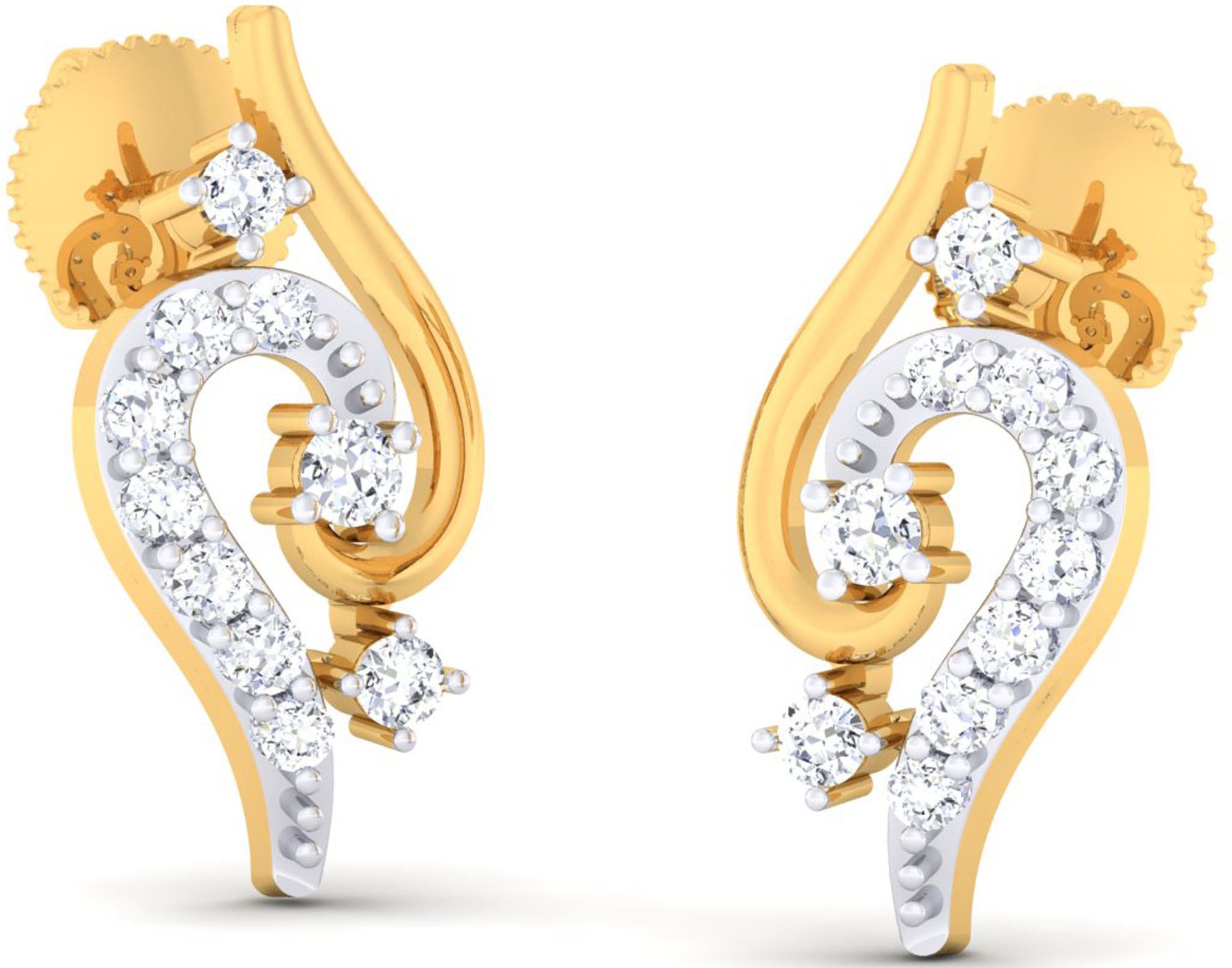 avsar Yellow Gold 14kt Cubic Zirconia Stud Earring-picture-20