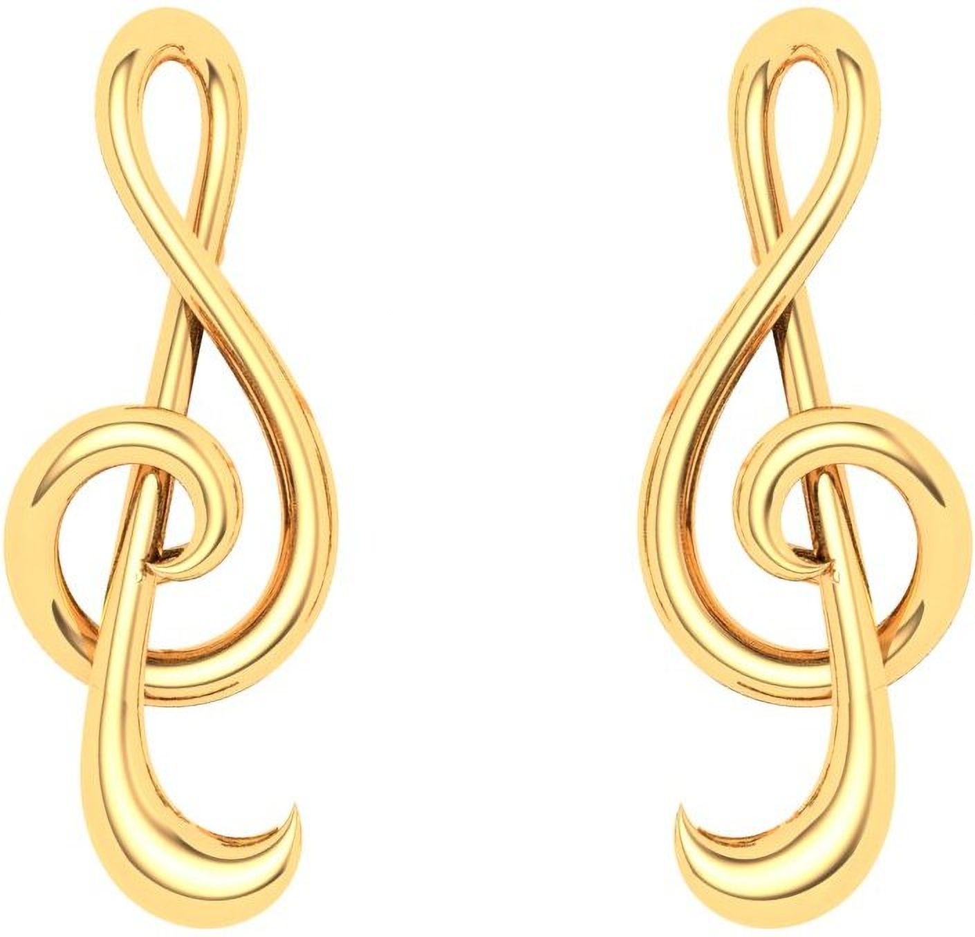 PC Chandra Jewellers Cross Stitch Musical Note Yellow Gold 14kt Stud Earring-image-16
