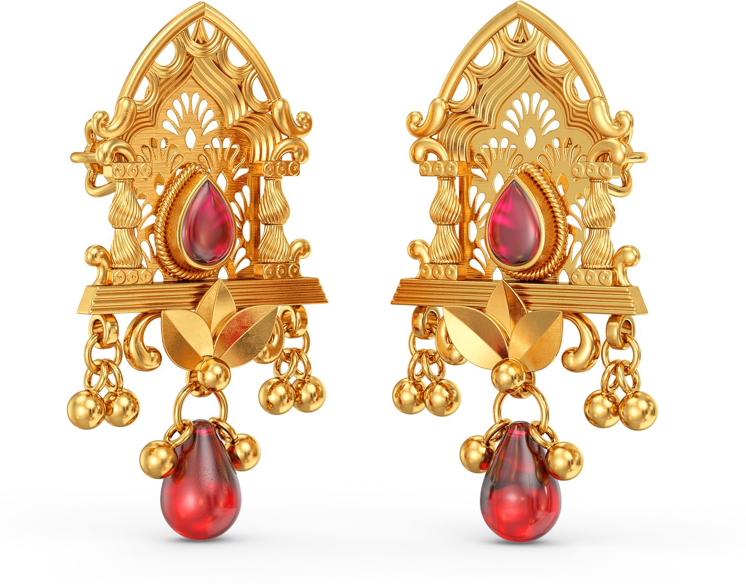 Joyalukkas DS1100223486 Yellow Gold 22kt Cubic Zirconia Drop Earring-picture-18