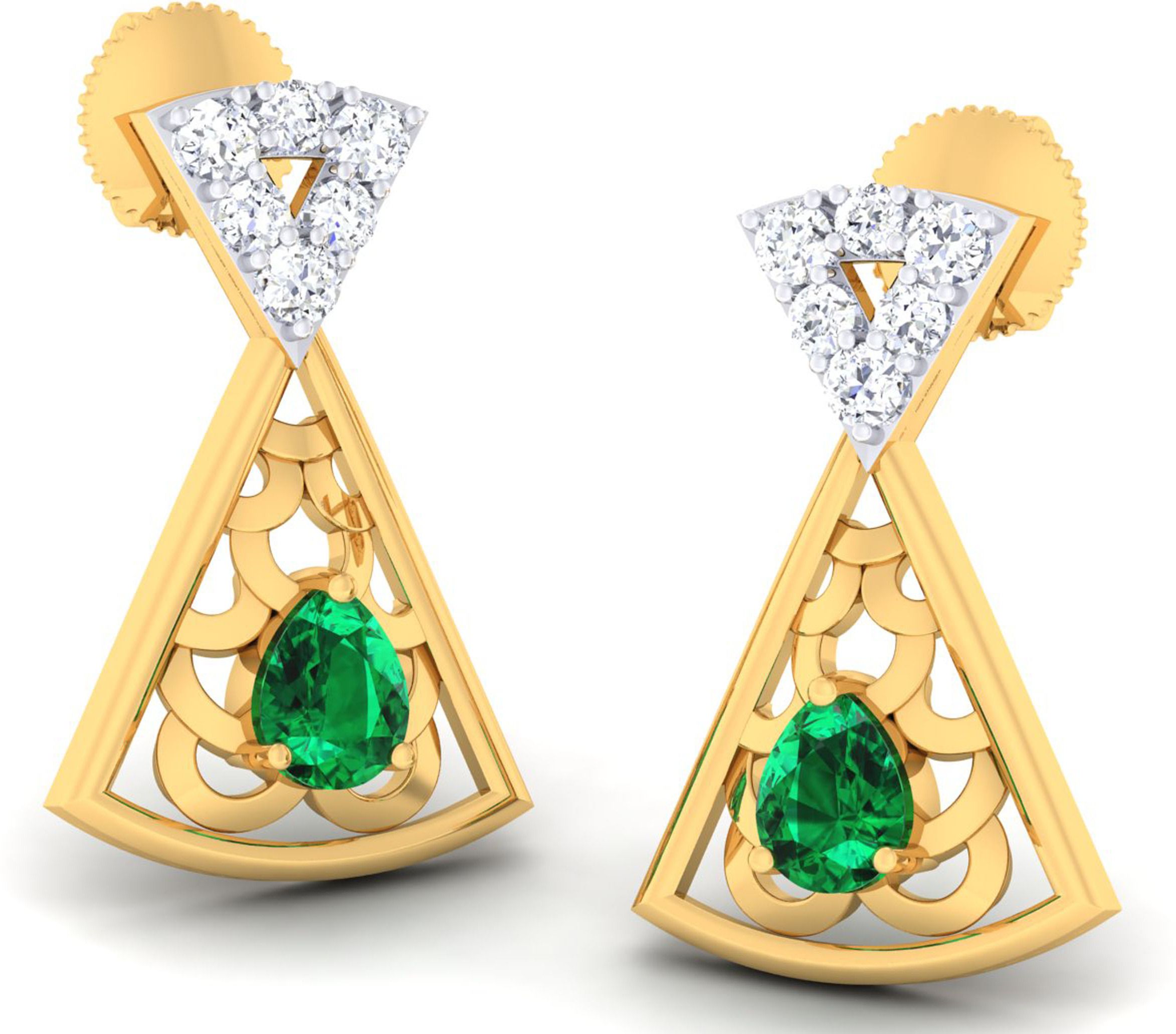 avsar Yellow Gold 14kt Cubic Zirconia Stud Earring-picture-21