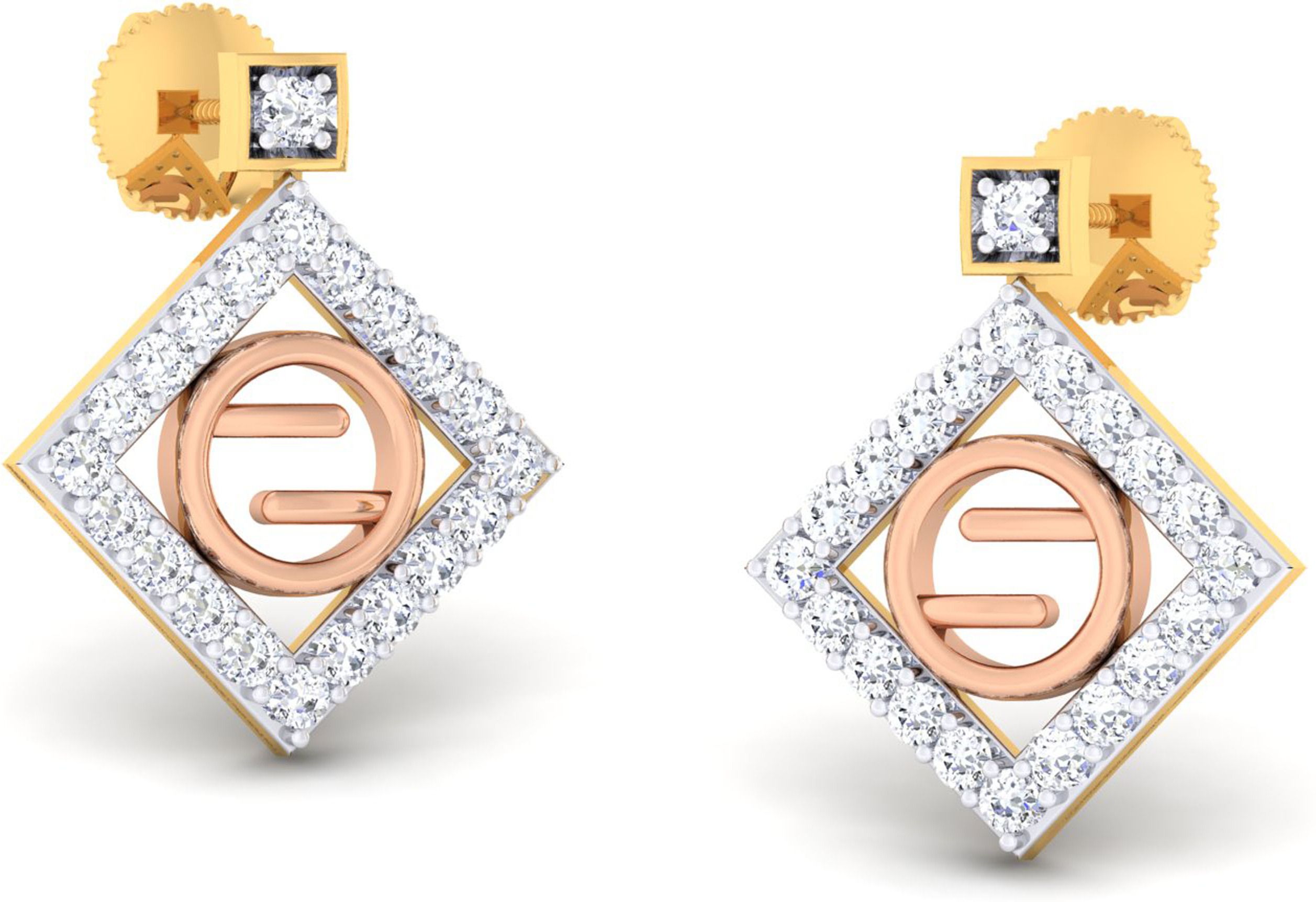 avsar Yellow Gold 14kt Cubic Zirconia Stud Earring-picture-11