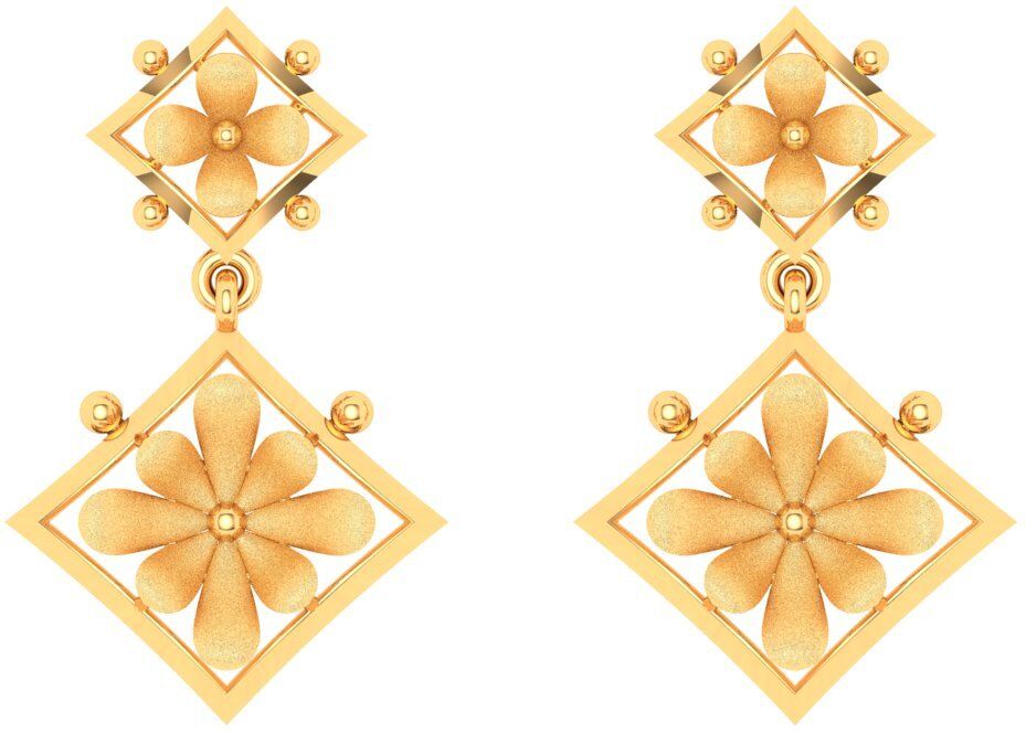 PC Chandra Jewellers Floral Design Yellow Gold 22kt Drop Earring-image-34