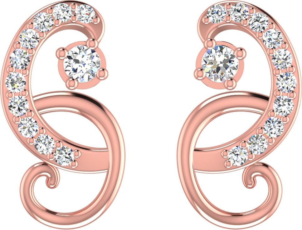 avsar Rose Gold 14kt Cubic Zirconia Stud Earring