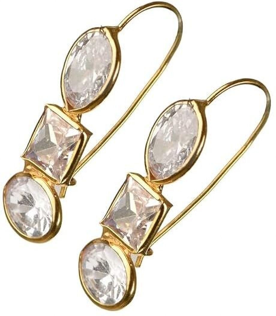 Slayinbyneelima Pure Gold Snow drop Earring (White Polki Stones) BIS Hallmark Certified Yellow Gold 14kt Emerald Drop Earring-image-41