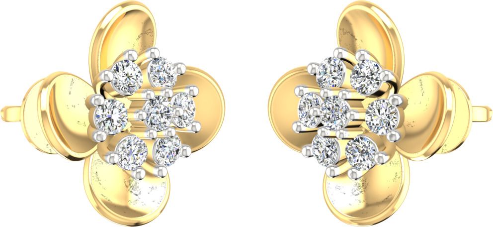 avsar Yellow Gold 14kt Cubic Zirconia Stud Earring-picture-13