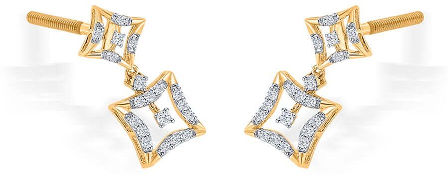 P.N.Gadgil Jewellers Twilight Tesseract Gold & Diamond Earring Yellow Gold 14kt Drop Earring-picture-23