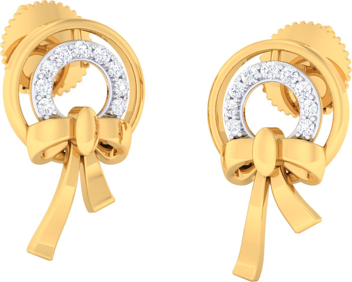 avsar AVE680YB Yellow Gold 14kt Cubic Zirconia Stud Earring-picture-24