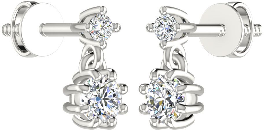 avsar White Gold 9kt Cubic Zirconia Stud Earring