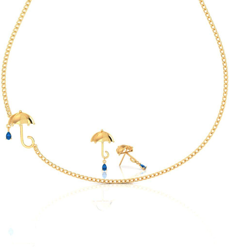 PC Chandra Jewellers Yellow Gold Timeless Floral 22kt NA Earring & Necklace Set-image-0