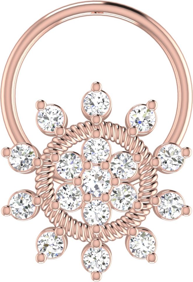 avsar Aakriti 14kt Cubic Zirconia Rose Gold Nose Wire