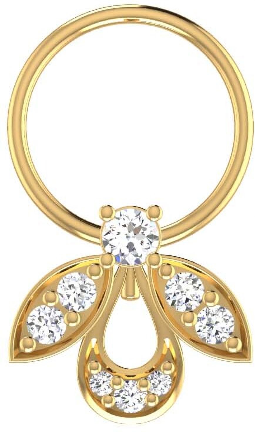 avsar Niharika 14kt Cubic Zirconia Yellow Gold Nose Wire