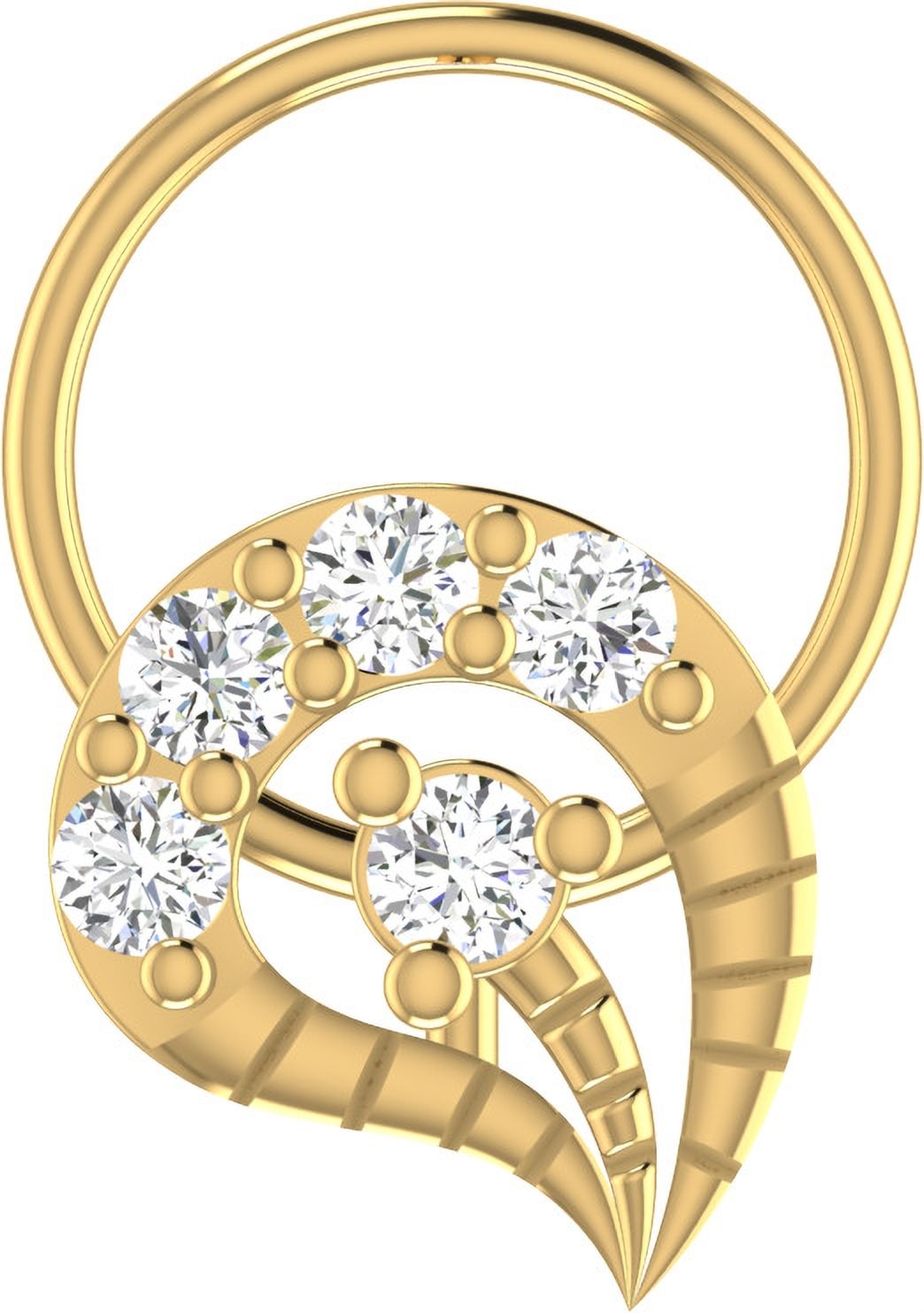 avsar Shreeja 14kt Cubic Zirconia Yellow Gold Nose Wire-picture-14