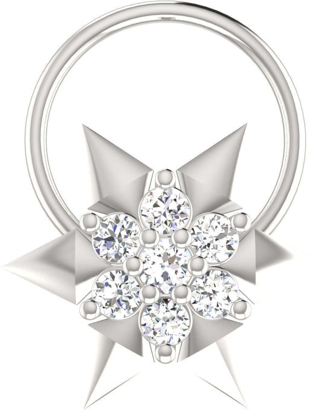 avsar Pranali 14kt Cubic Zirconia White Gold Nose Wire