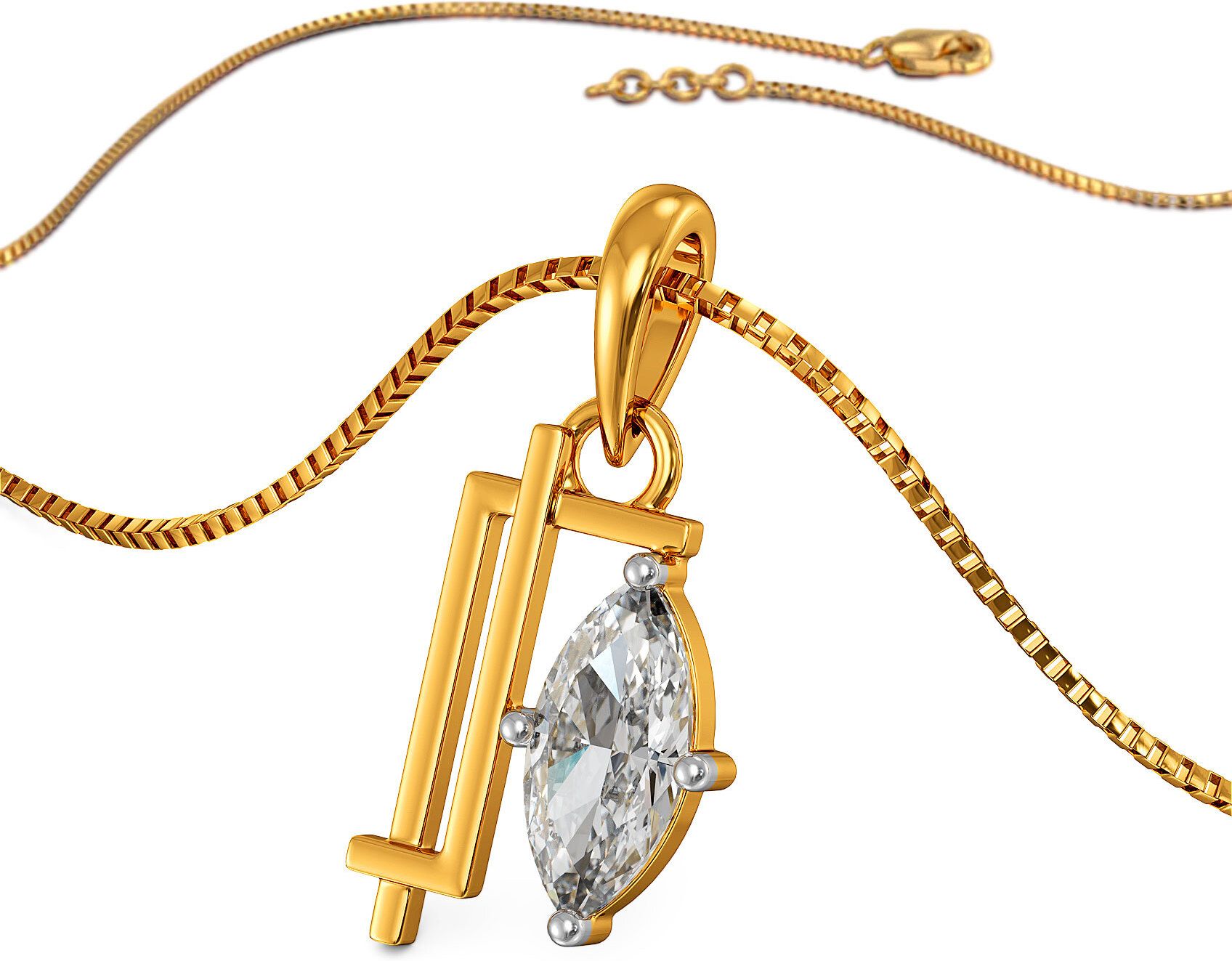 Joyalukkas Lyra Shine Gold Pendant 22kt Cubic Zirconia Yellow Gold Pendant-picture-14