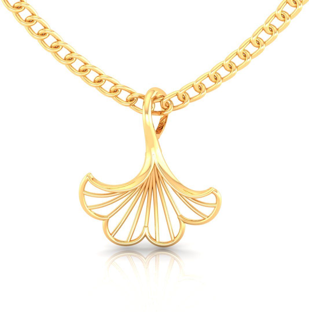 PC Chandra Jewellers Ginkgo Leaf Design (Without Chain) 14kt Yellow Gold Pendant-picture-12