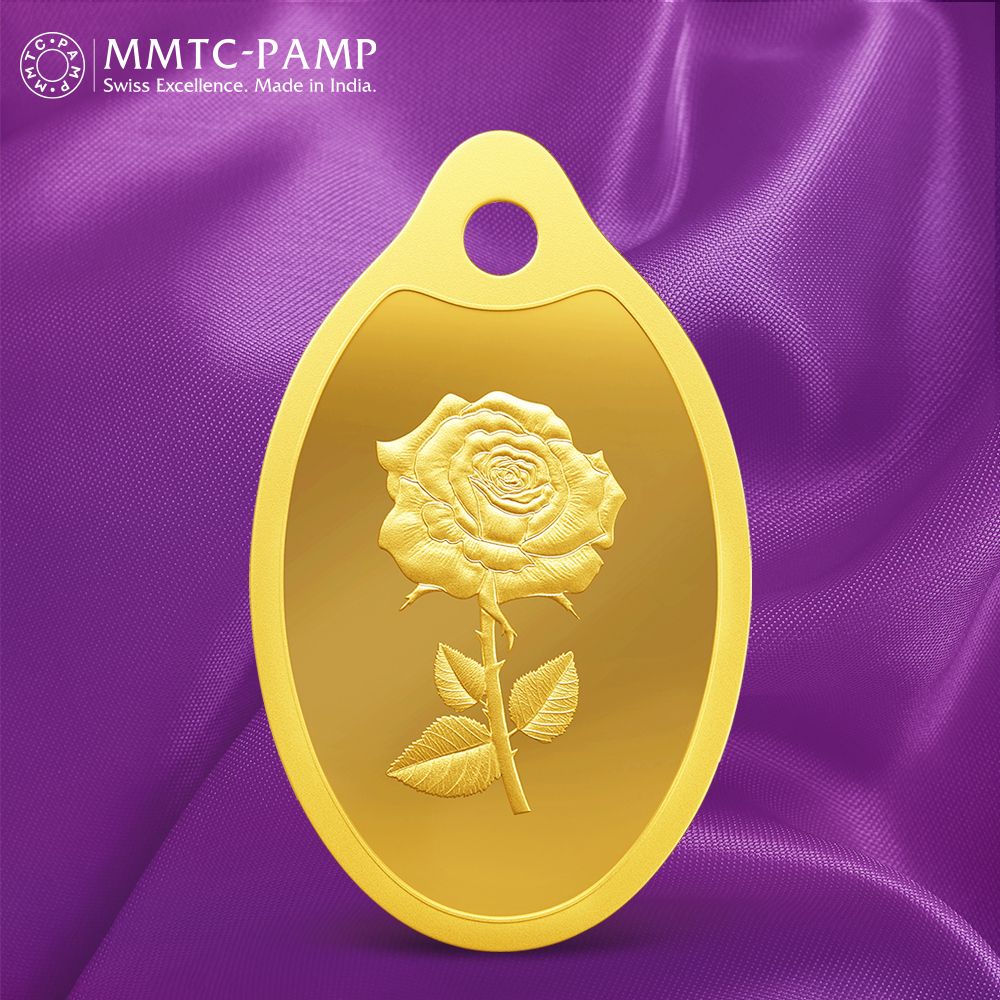 MMTC-PAMP India Pvt Ltd New Rose 24 (9999) Yellow Gold Pendant