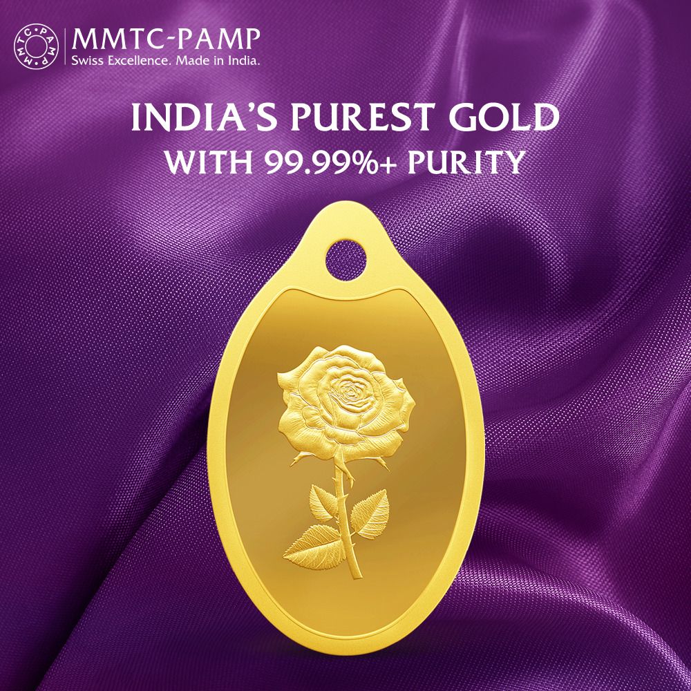 MMTC-PAMP India Pvt Ltd New Rose 24 (9999) Yellow Gold Pendant