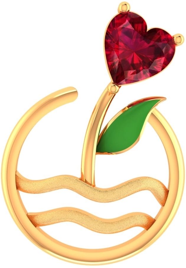 PC Chandra Jewellers Pendant Bloom Heart Stone Floral Wave Design 14kt Yellow Gold Pendant-image-34