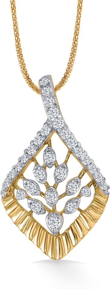 P.N.Gadgil Jewellers Sunlit Fern Classic Gold and Diamond Pendant for Women 14kt Yellow Gold Pendant-image-24