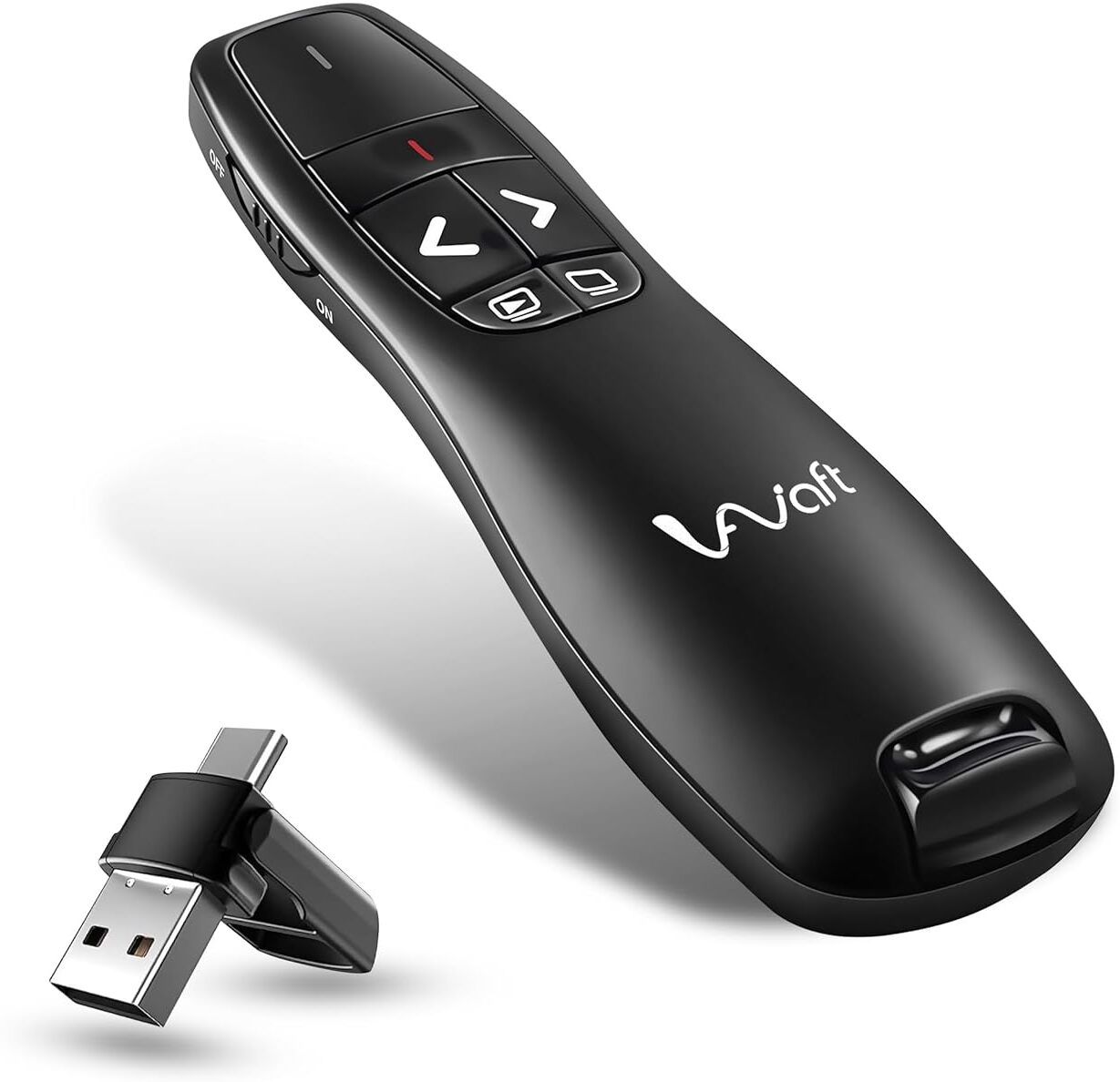 AIWaft Wireless Presentation Clicker Remote Laser Pointer USB A & Type C PPT Dual Receiver Presenter-image-14