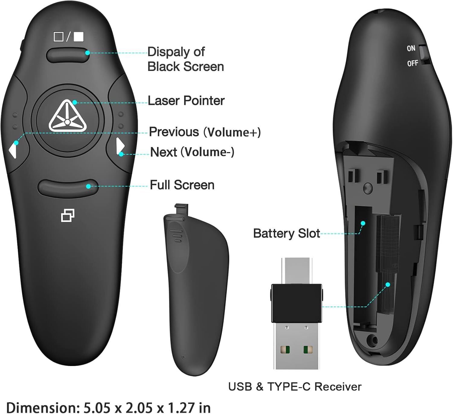 Jihaan Wireless Presenter Remote for Powerpoint Wireless Presenter for PowerPoint Presentation PPT Clicker Presenter