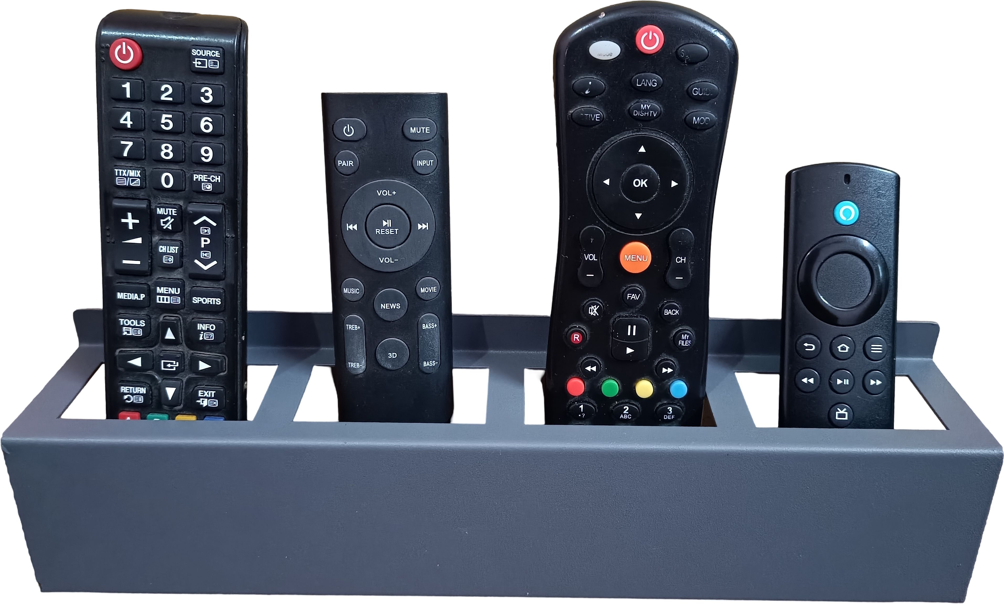 Invont Wall Mount Remote Holder / Stand (Dark Grey) Compatible with all Type Remotes MSD-RS-4B-101-DG Presenter-picture-20